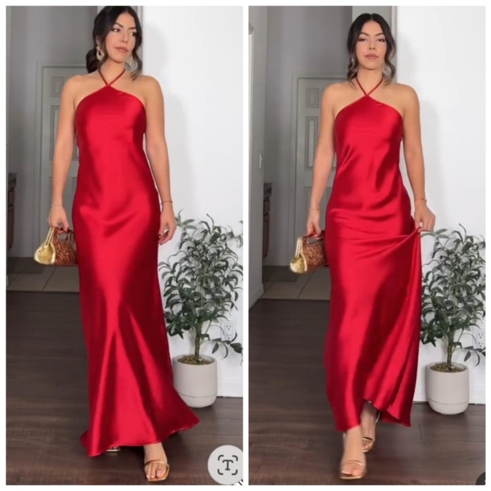 Zara Halter Satin Dress